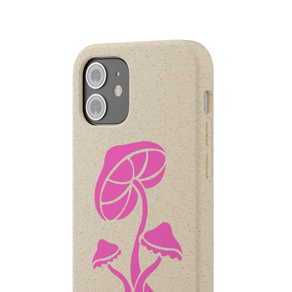 Eco-Friendly Phone Case with Pink Mushroom Design, Biodegradable Phone Cover, Sustainable Gift for Nature Lovers, Earth Day Gift, Cute Phone Printify