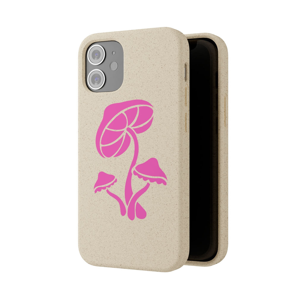 Eco-Friendly Phone Case with Pink Mushroom Design, Biodegradable Phone Cover, Sustainable Gift for Nature Lovers, Earth Day Gift, Cute Phone Printify