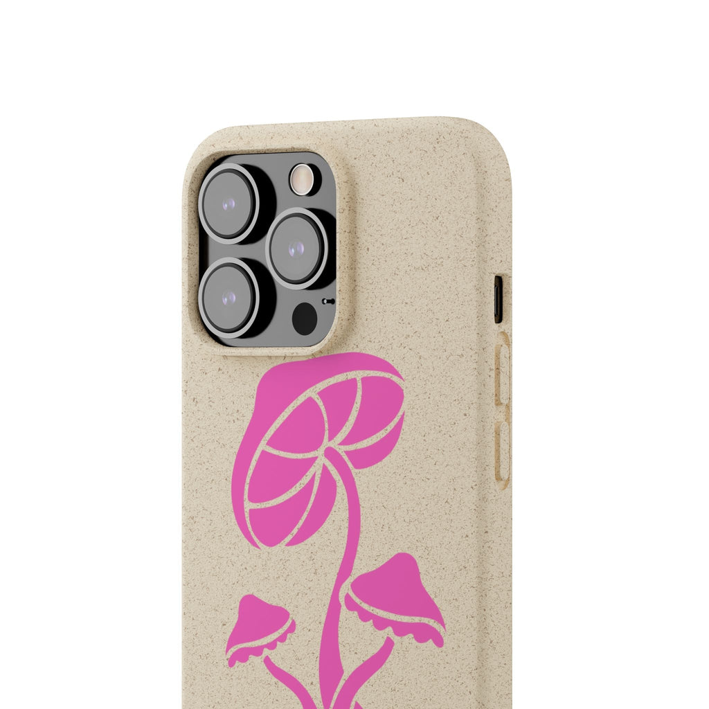Eco-Friendly Phone Case with Pink Mushroom Design, Biodegradable Phone Cover, Sustainable Gift for Nature Lovers, Earth Day Gift, Cute Phone Printify