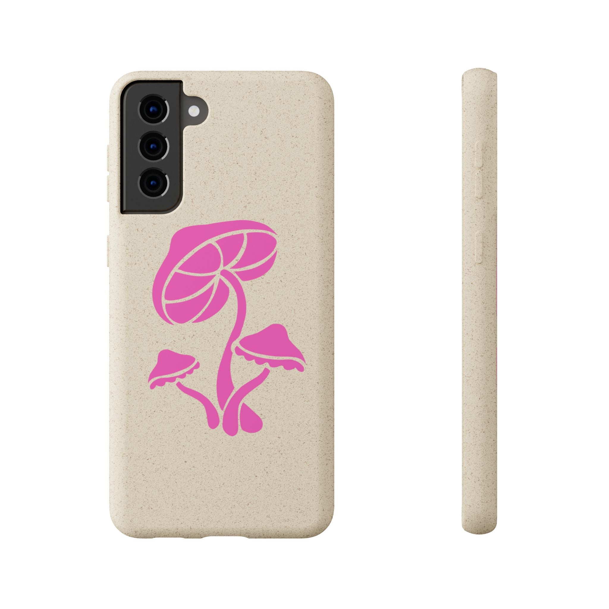 Eco-Friendly Phone Case with Pink Mushroom Design, Biodegradable Phone Cover, Sustainable Gift for Nature Lovers, Earth Day Gift, Cute Phone
