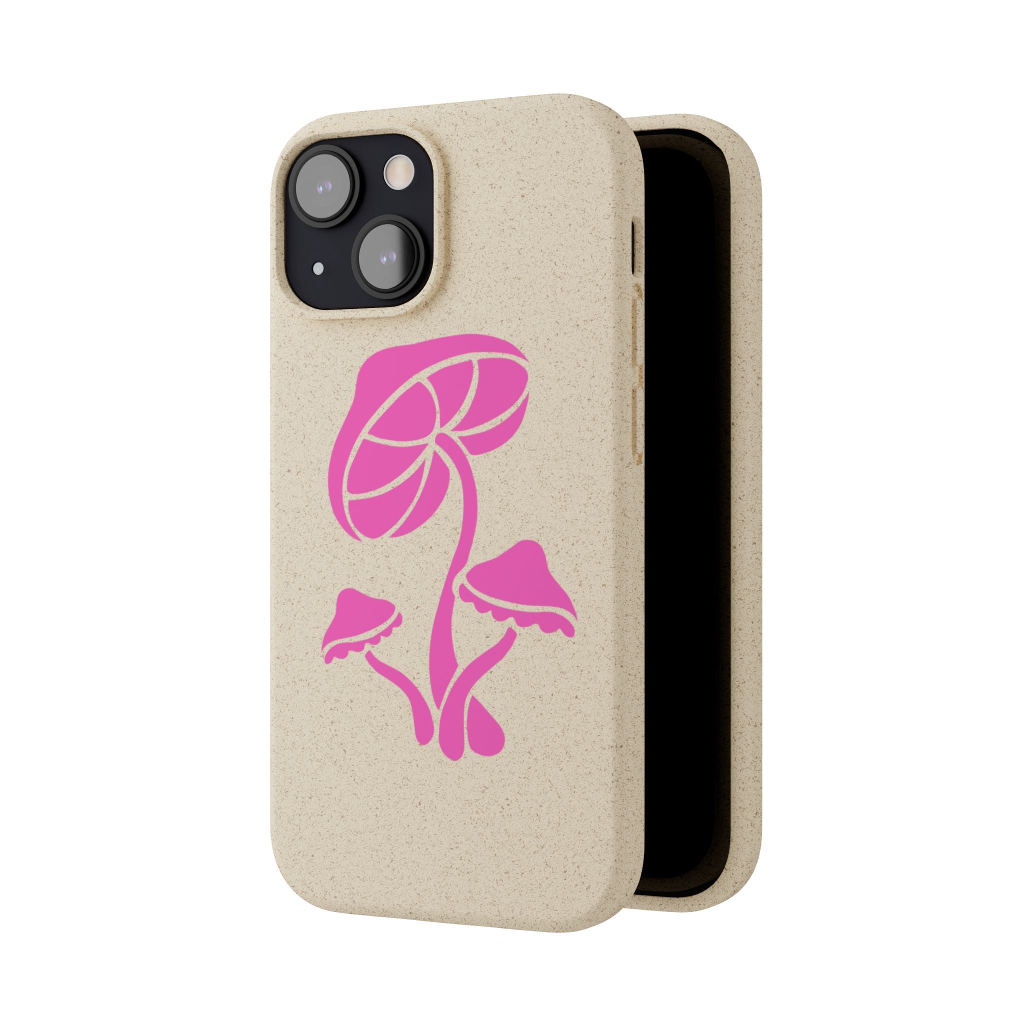 Eco-Friendly Phone Case with Pink Mushroom Design, Biodegradable Phone Cover, Sustainable Gift for Nature Lovers, Earth Day Gift, Cute Phone