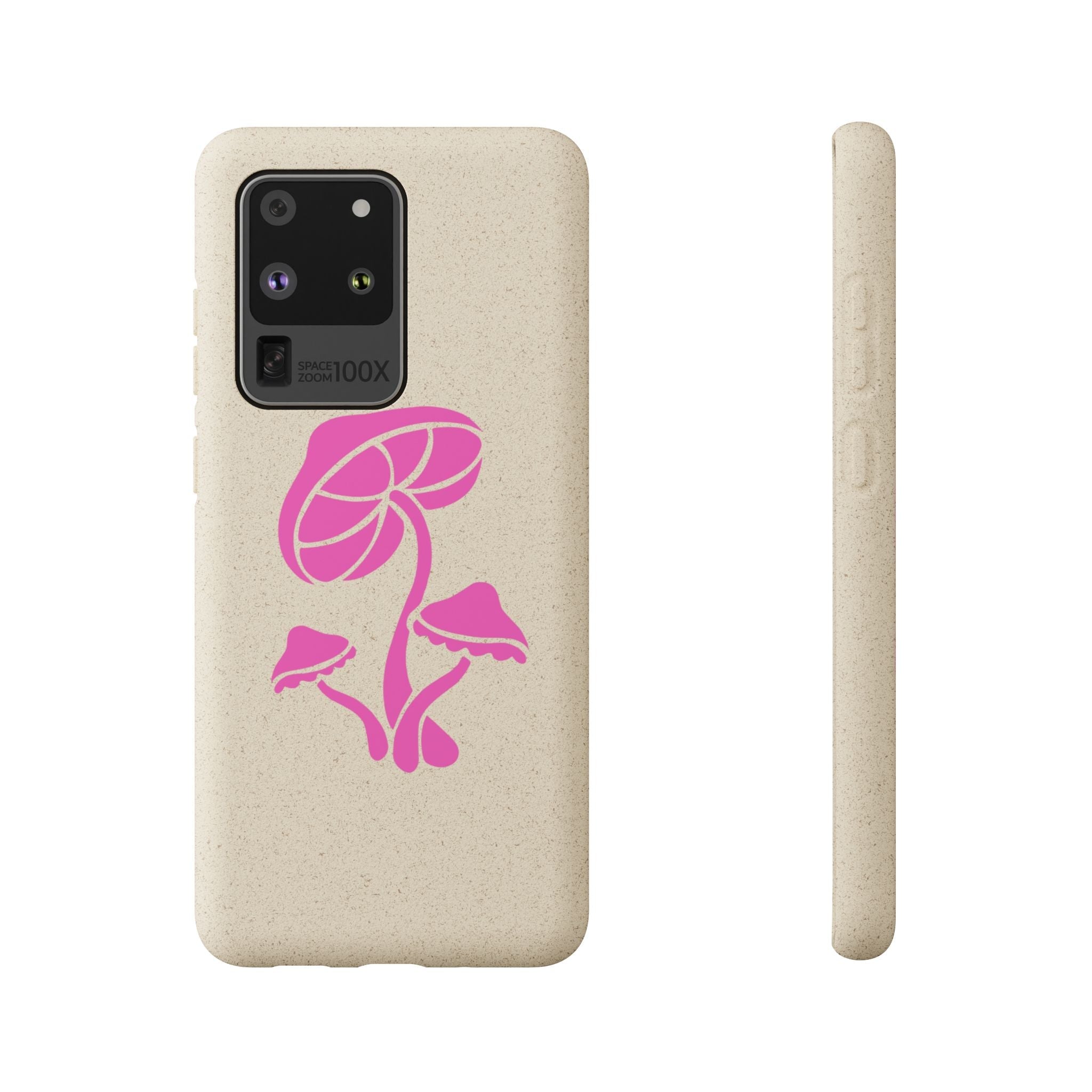 Eco-Friendly Phone Case with Pink Mushroom Design, Biodegradable Phone Cover, Sustainable Gift for Nature Lovers, Earth Day Gift, Cute Phone