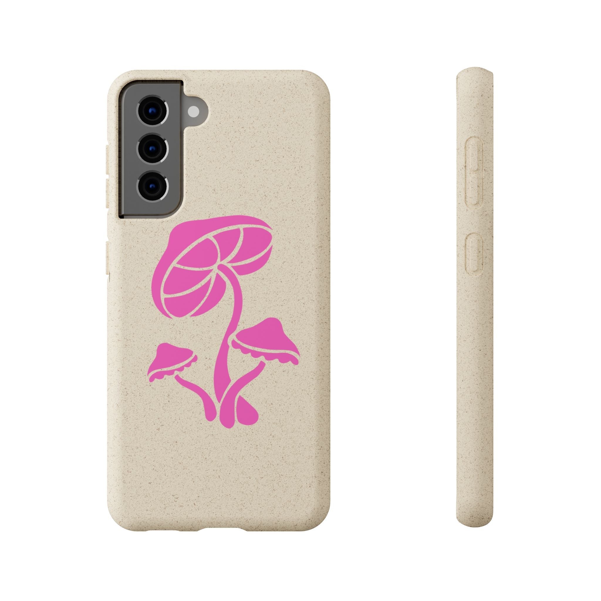 Eco-Friendly Phone Case with Pink Mushroom Design, Biodegradable Phone Cover, Sustainable Gift for Nature Lovers, Earth Day Gift, Cute Phone