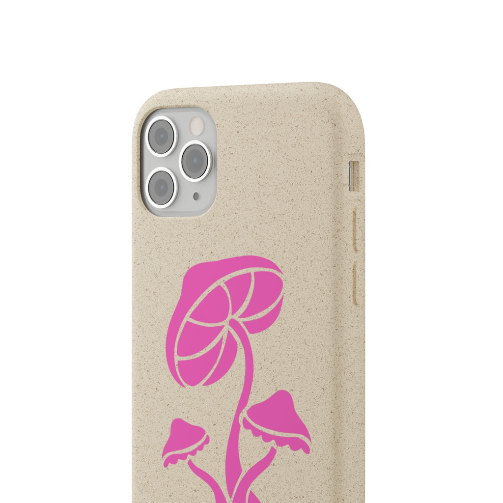 Eco-Friendly Phone Case with Pink Mushroom Design, Biodegradable Phone Cover, Sustainable Gift for Nature Lovers, Earth Day Gift, Cute Phone