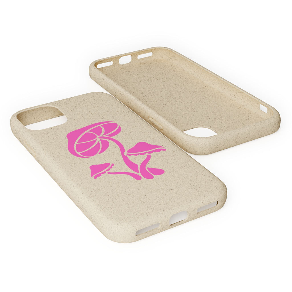 Eco-Friendly Phone Case with Pink Mushroom Design, Biodegradable Phone Cover, Sustainable Gift for Nature Lovers, Earth Day Gift, Cute Phone