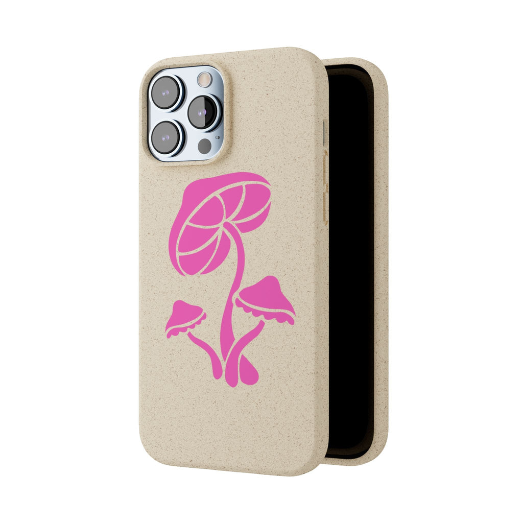 Eco-Friendly Phone Case with Pink Mushroom Design, Biodegradable Phone Cover, Sustainable Gift for Nature Lovers, Earth Day Gift, Cute Phone
