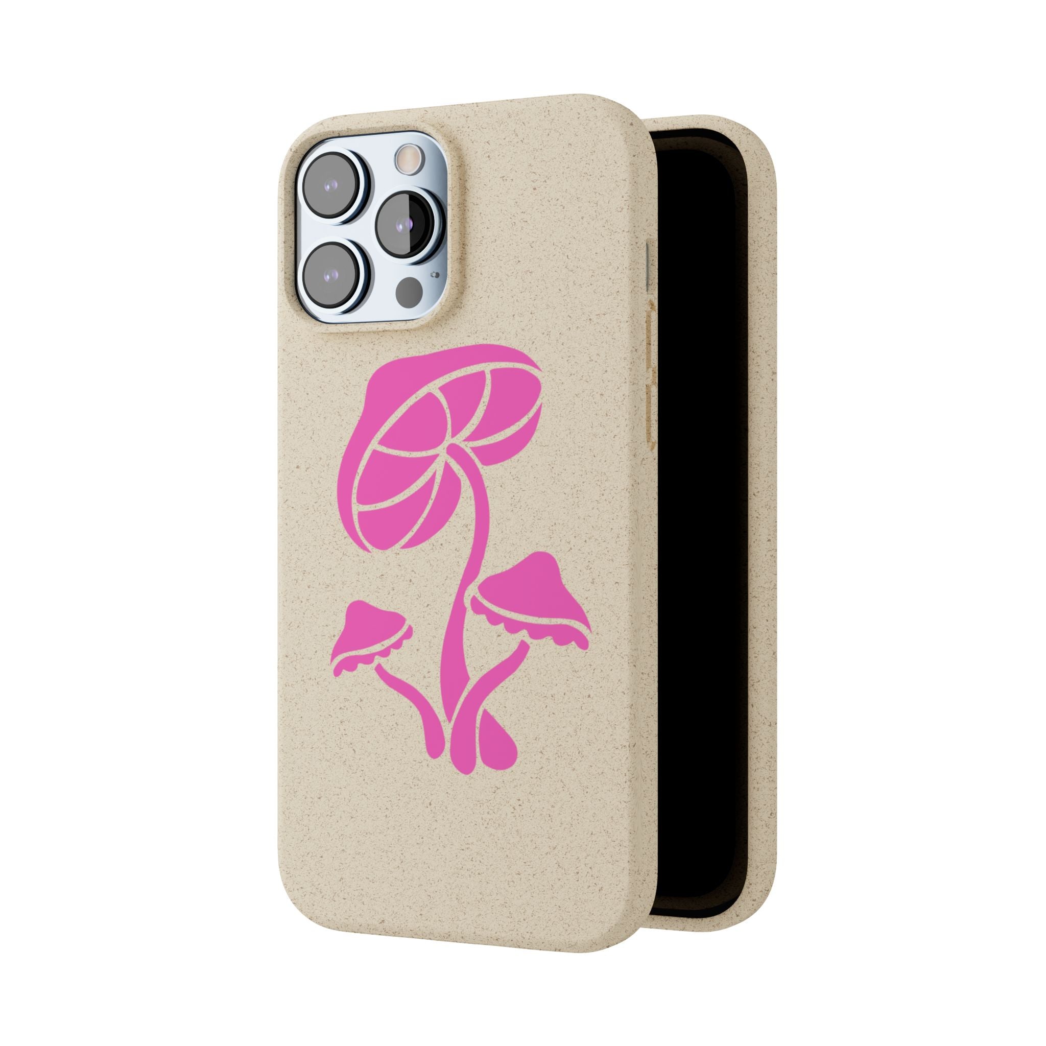 Eco-Friendly Phone Case with Pink Mushroom Design, Biodegradable Phone Cover, Sustainable Gift for Nature Lovers, Earth Day Gift, Cute Phone