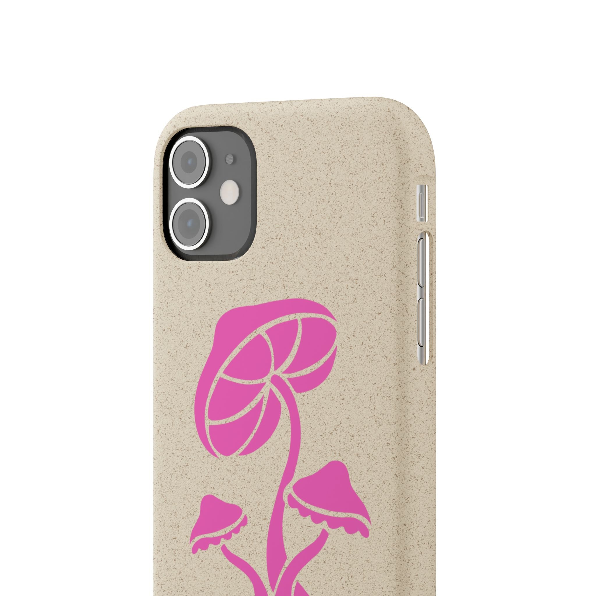 Eco-Friendly Phone Case with Pink Mushroom Design, Biodegradable Phone Cover, Sustainable Gift for Nature Lovers, Earth Day Gift, Cute Phone