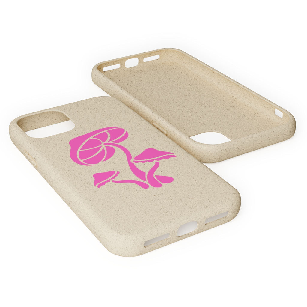 Eco-Friendly Phone Case with Pink Mushroom Design, Biodegradable Phone Cover, Sustainable Gift for Nature Lovers, Earth Day Gift, Cute Phone Printify