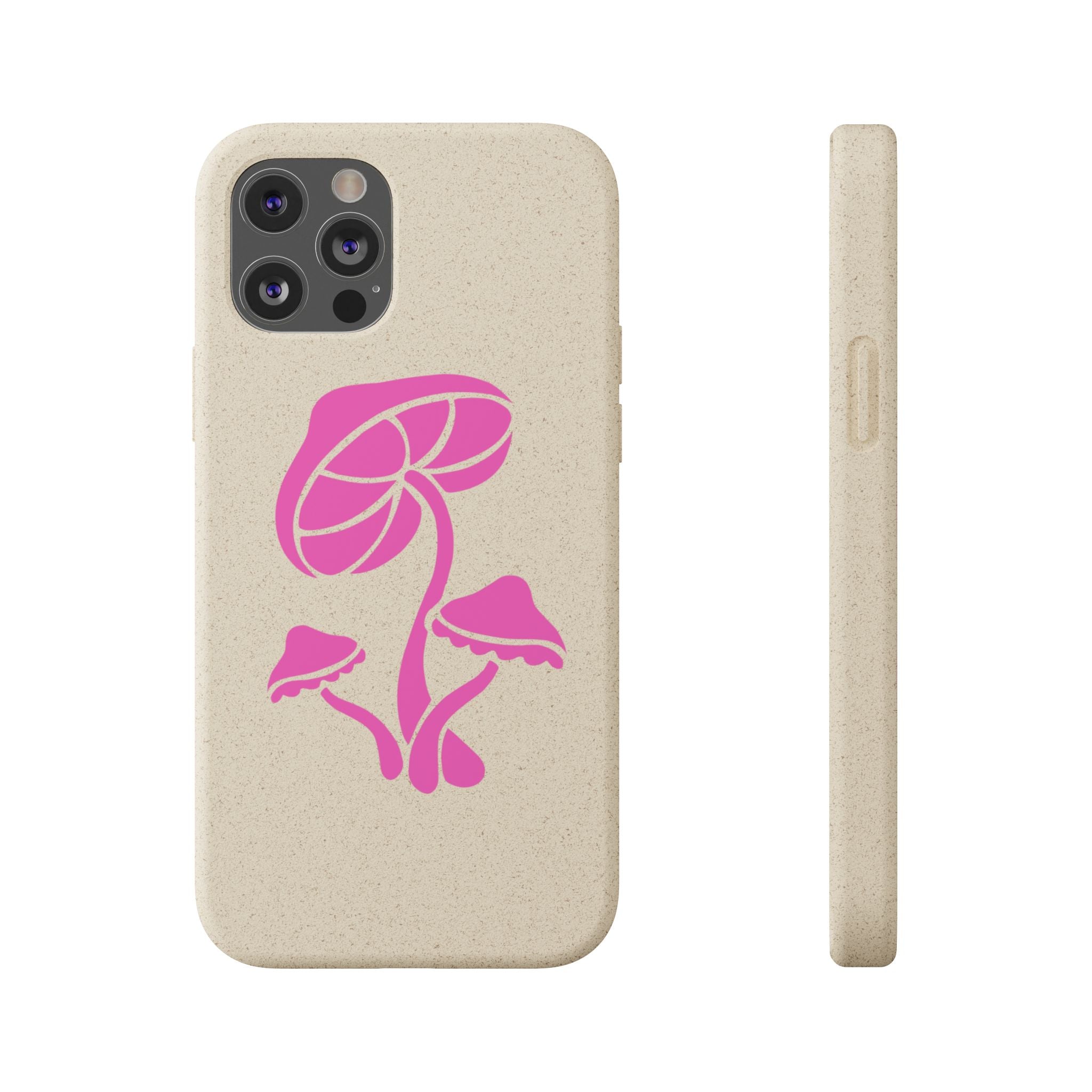 Eco-Friendly Phone Case with Pink Mushroom Design, Biodegradable Phone Cover, Sustainable Gift for Nature Lovers, Earth Day Gift, Cute Phone