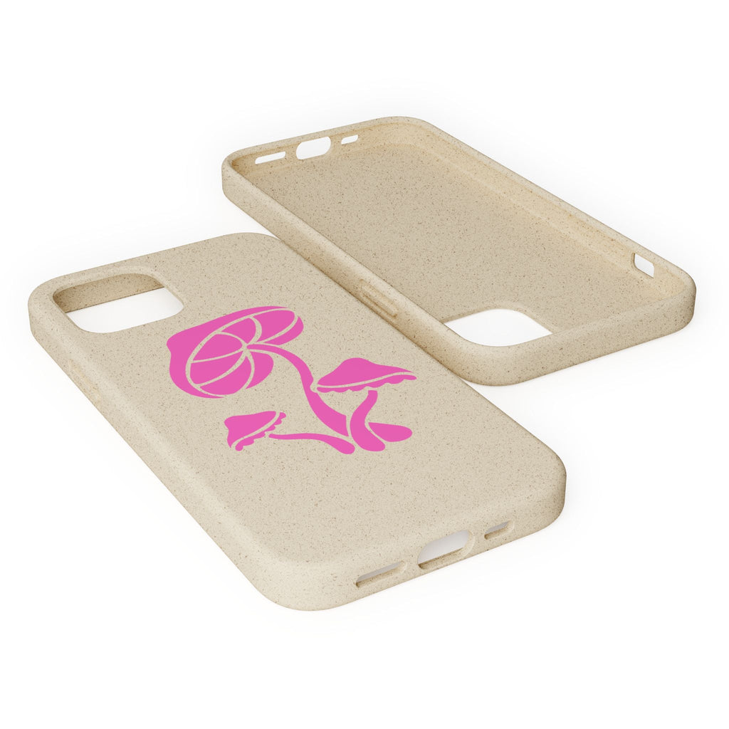 Eco-Friendly Phone Case with Pink Mushroom Design, Biodegradable Phone Cover, Sustainable Gift for Nature Lovers, Earth Day Gift, Cute Phone