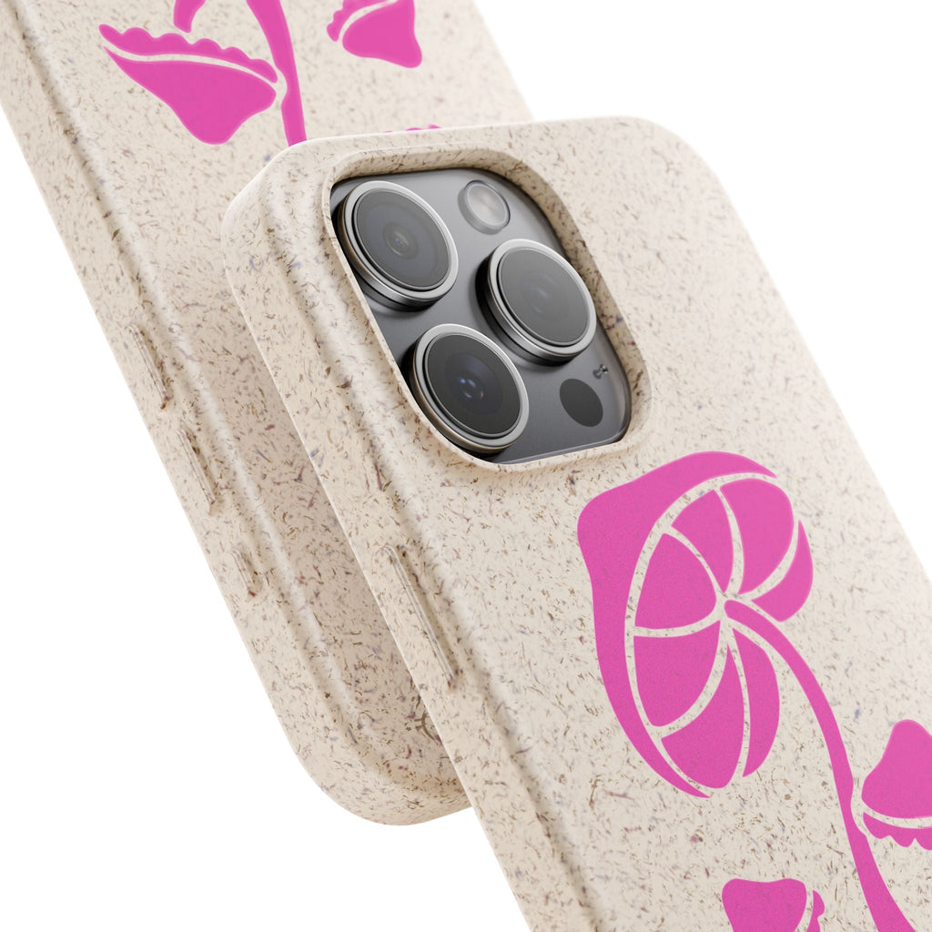 Eco-Friendly Phone Case with Pink Mushroom Design, Biodegradable Phone Cover, Sustainable Gift for Nature Lovers, Earth Day Gift, Cute Phone