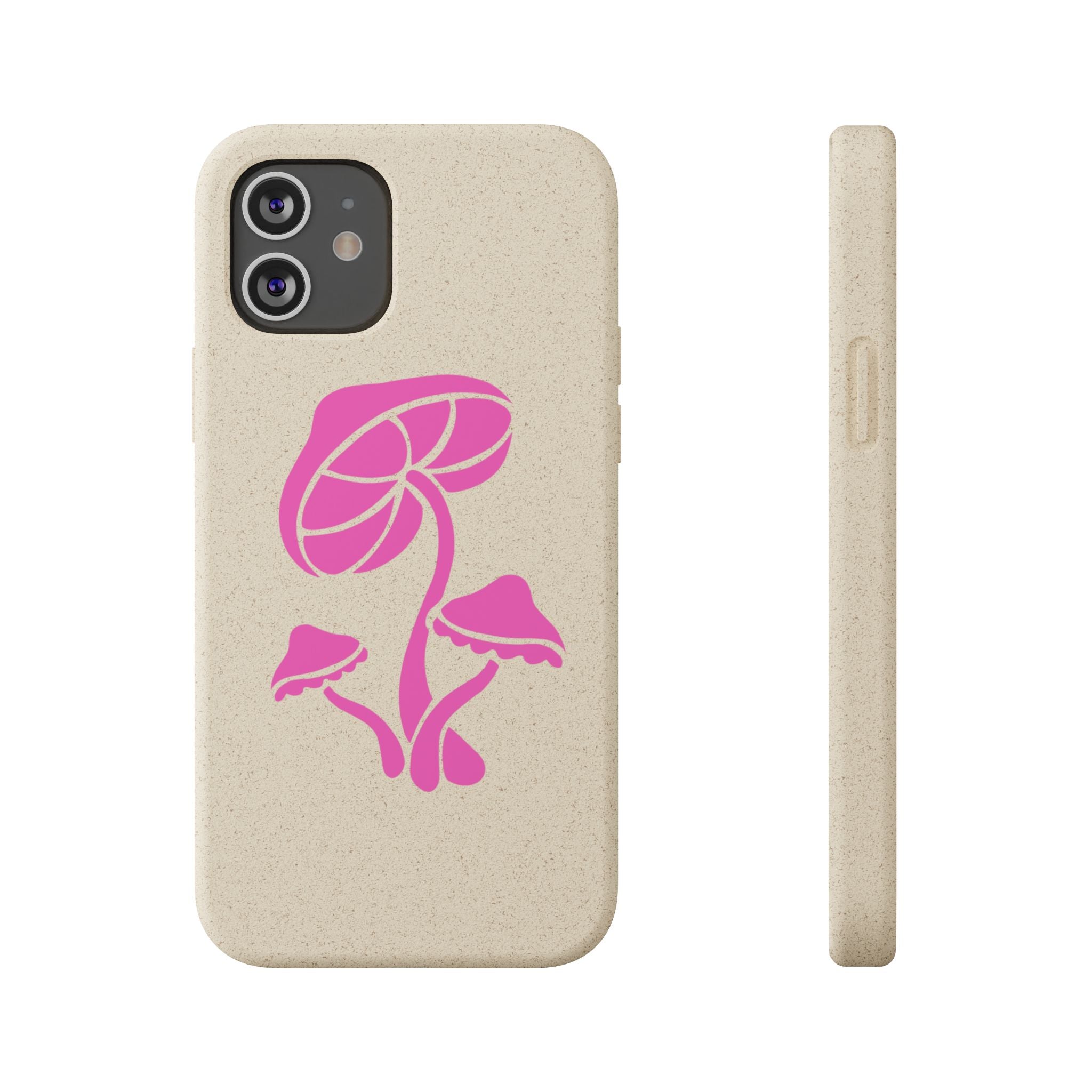 Eco-Friendly Phone Case with Pink Mushroom Design, Biodegradable Phone Cover, Sustainable Gift for Nature Lovers, Earth Day Gift, Cute Phone