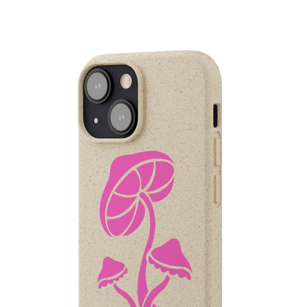 Eco-Friendly Phone Case with Pink Mushroom Design, Biodegradable Phone Cover, Sustainable Gift for Nature Lovers, Earth Day Gift, Cute Phone Printify