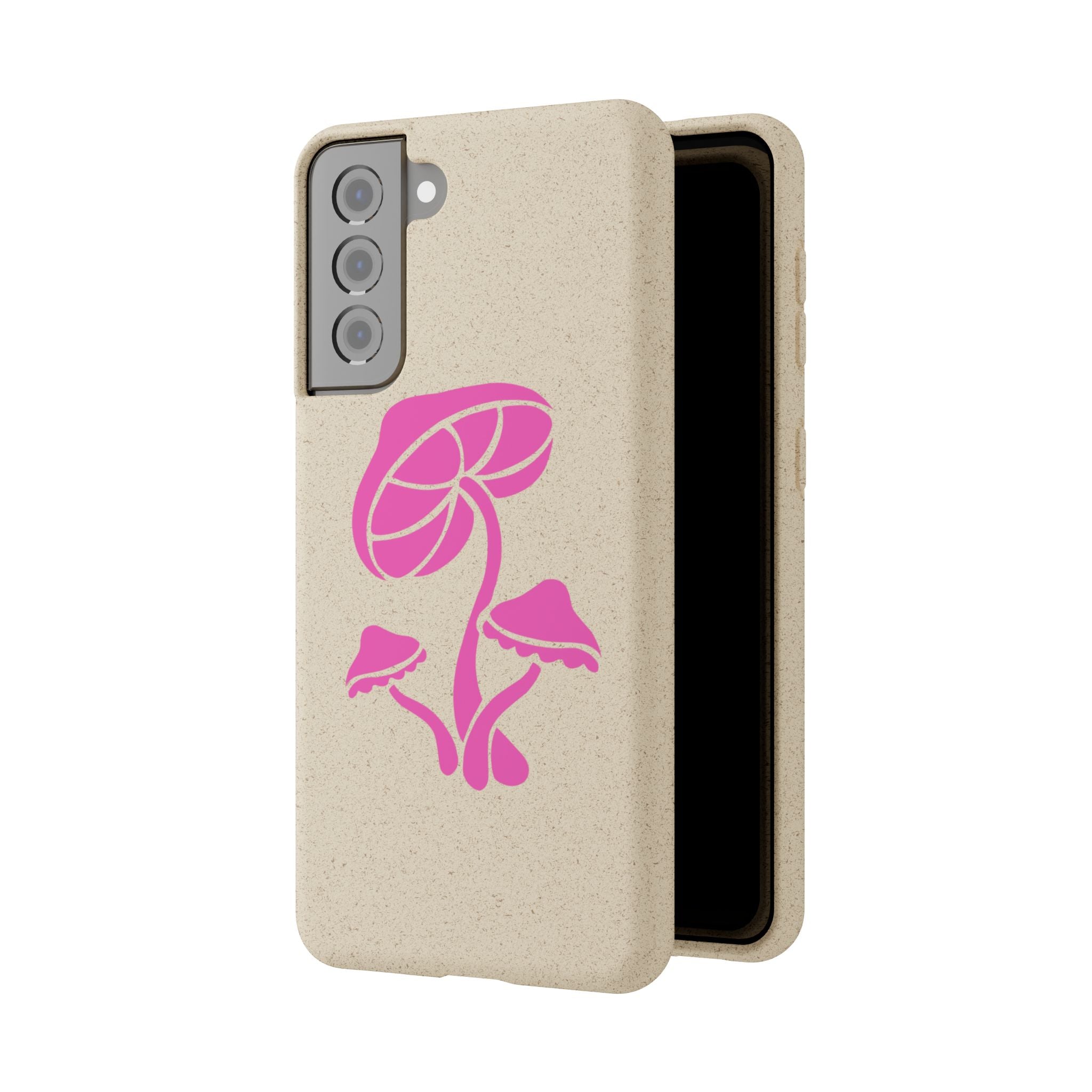 Eco-Friendly Phone Case with Pink Mushroom Design, Biodegradable Phone Cover, Sustainable Gift for Nature Lovers, Earth Day Gift, Cute Phone