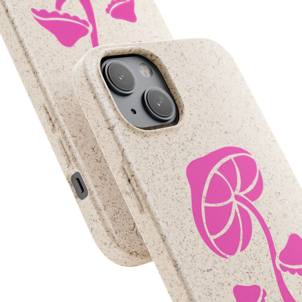 Eco-Friendly Phone Case with Pink Mushroom Design, Biodegradable Phone Cover, Sustainable Gift for Nature Lovers, Earth Day Gift, Cute Phone