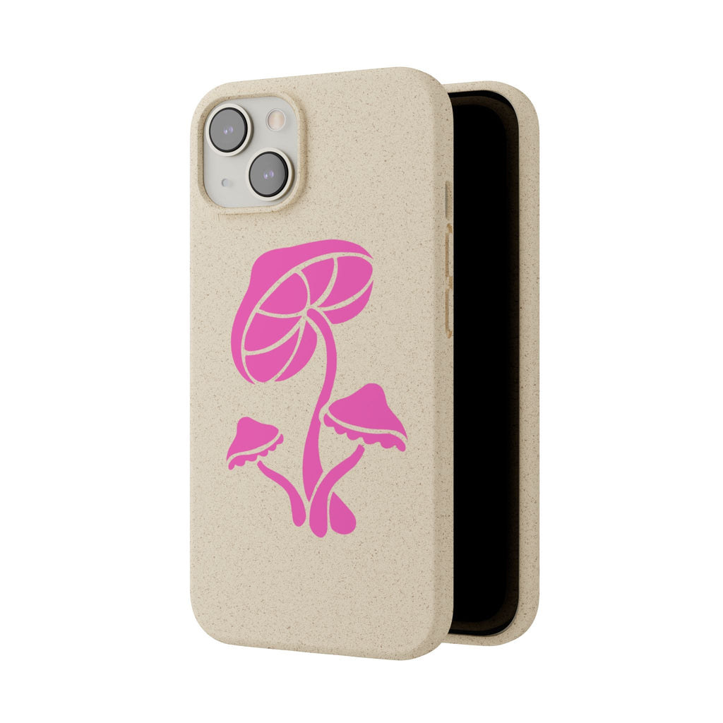 Eco-Friendly Phone Case with Pink Mushroom Design, Biodegradable Phone Cover, Sustainable Gift for Nature Lovers, Earth Day Gift, Cute Phone