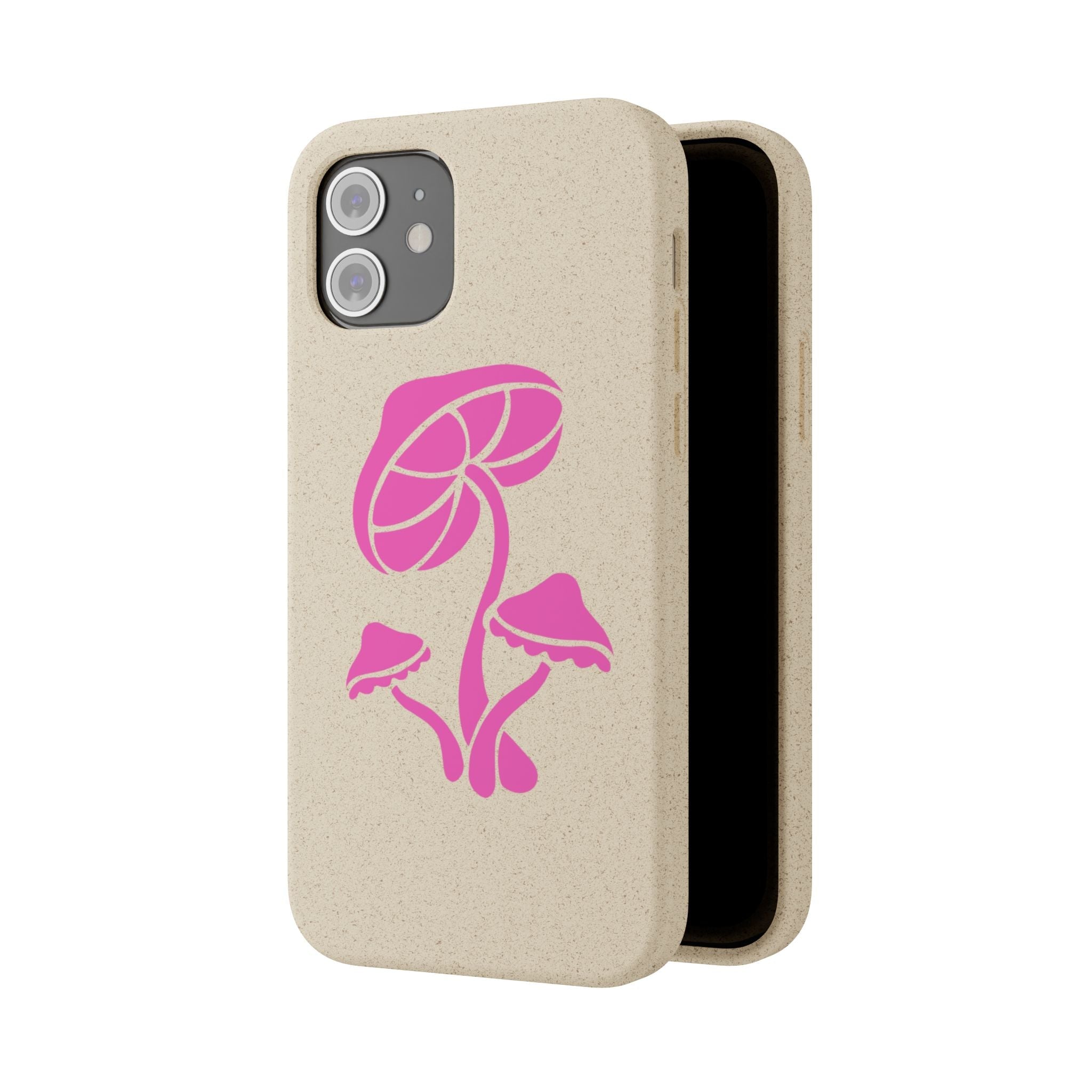 Eco-Friendly Phone Case with Pink Mushroom Design, Biodegradable Phone Cover, Sustainable Gift for Nature Lovers, Earth Day Gift, Cute Phone