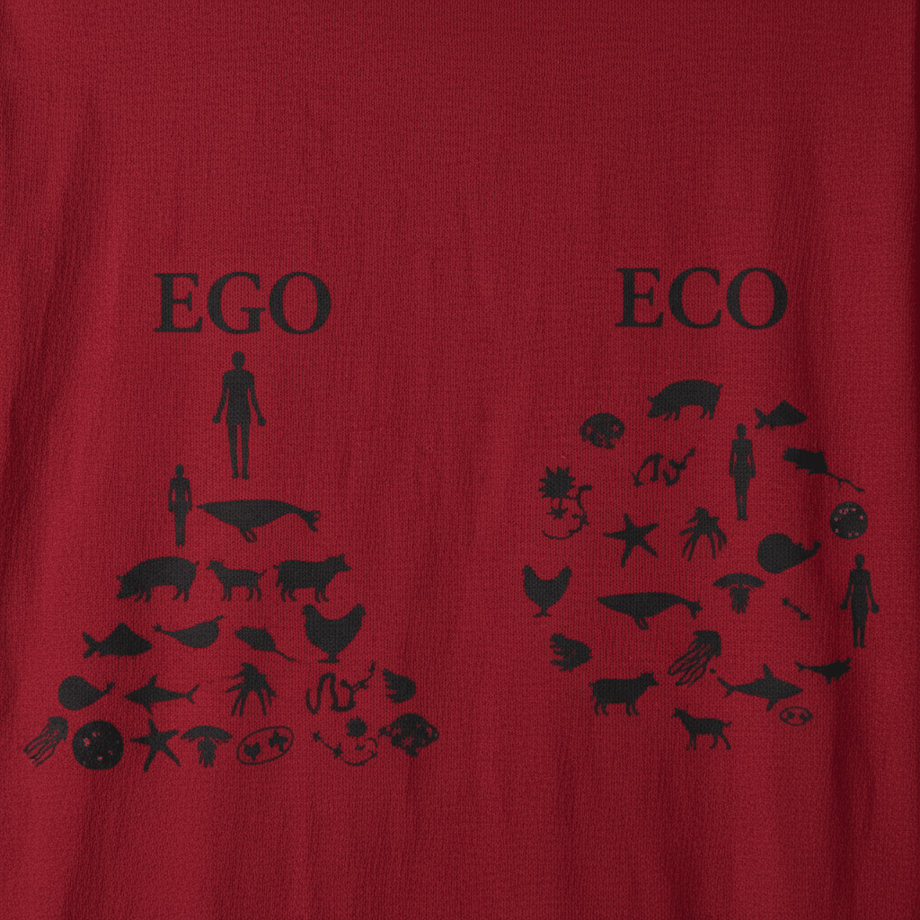 Red Garment Dye Tee — Design Close-Up