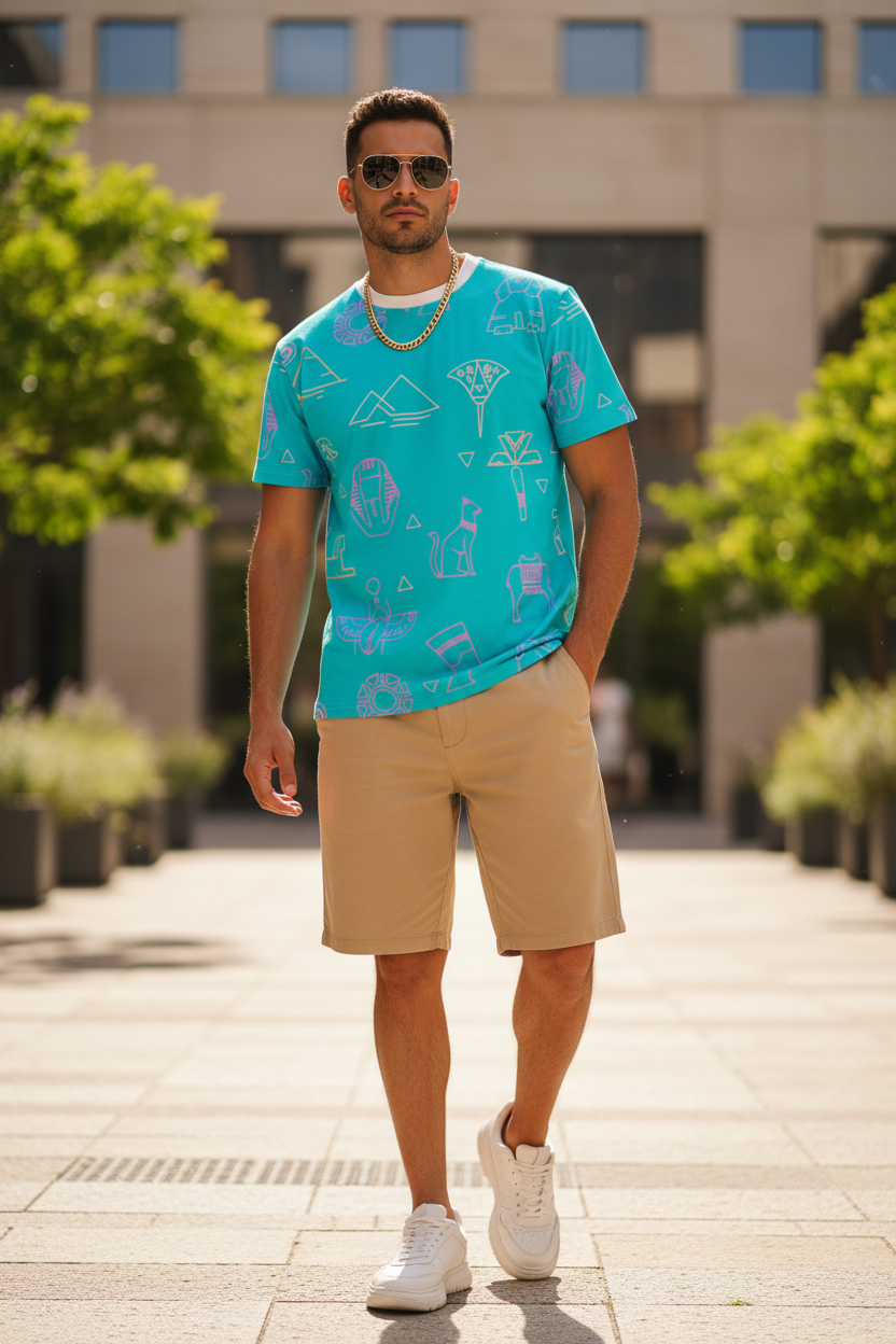 Egypt AOP Teal — Summer Streetwear