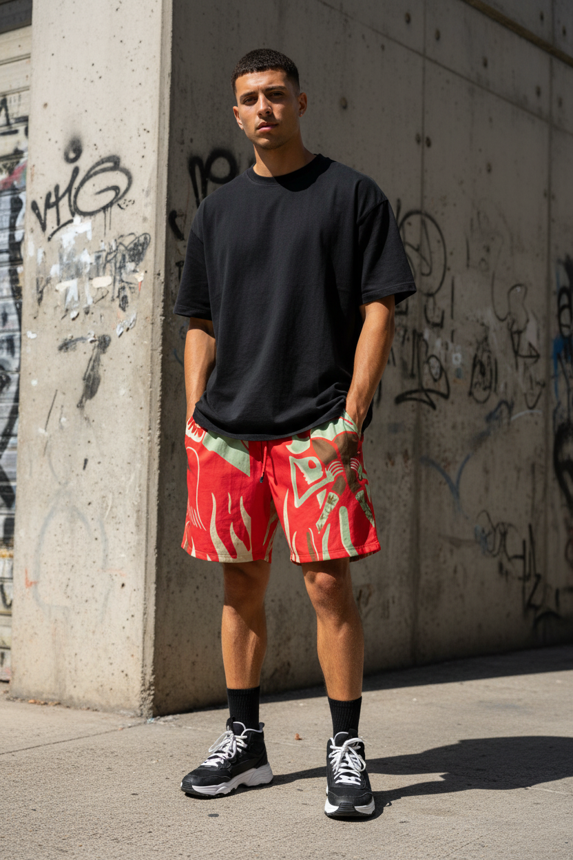 Egyptian Alien Red Shorts — Street Lifestyle