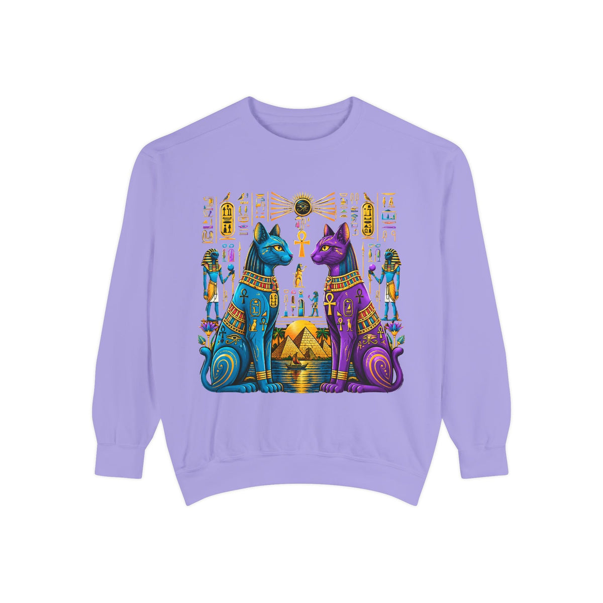 Egyptian Cat Sweatshirt — Colorful Bastet Graphic Pullover