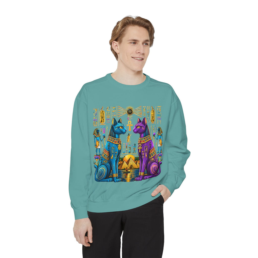 Egyptian Cat Sweatshirt — Colorful Bastet Graphic Pullover