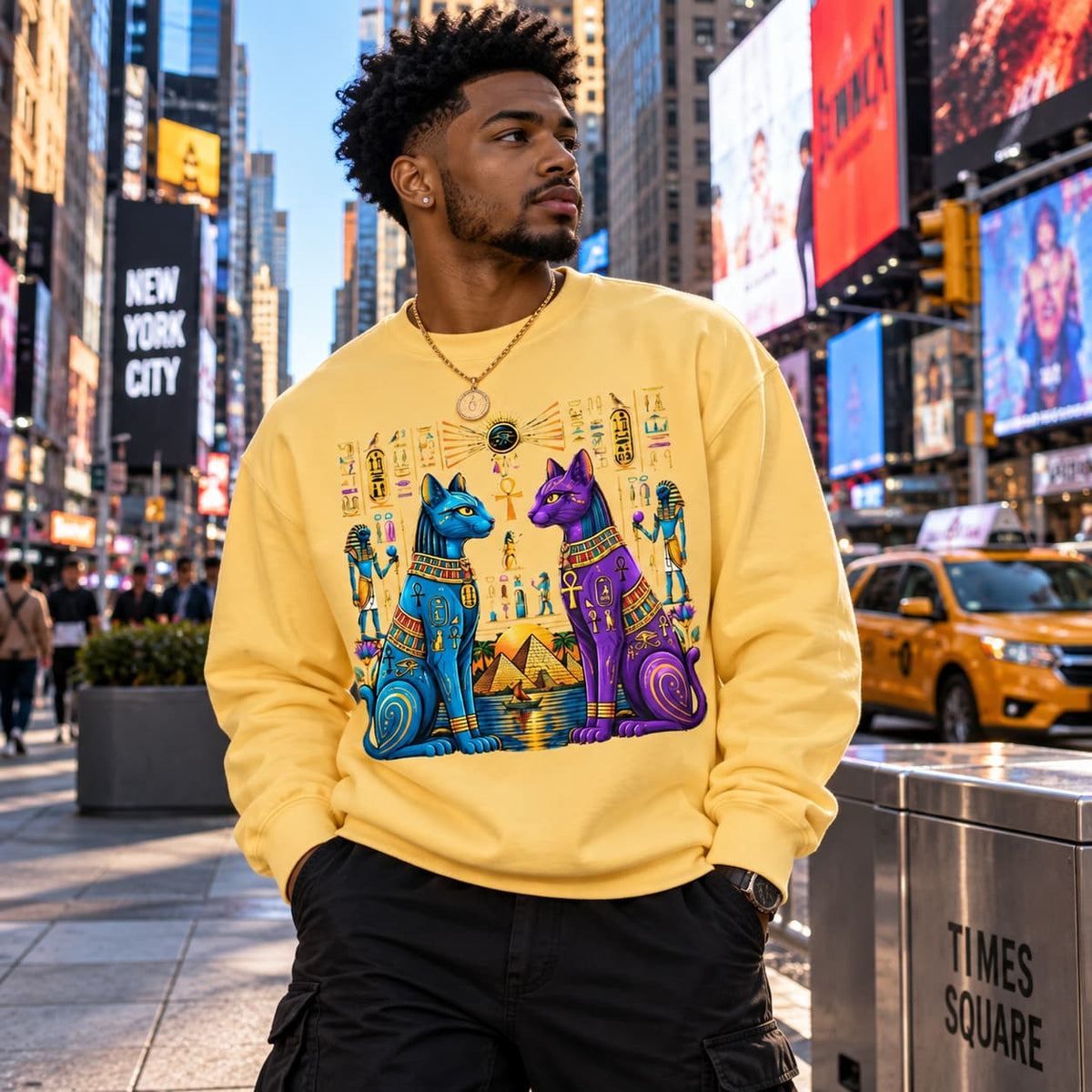 Egyptian Cat Sweatshirt — Colorful Bastet Graphic Pullover