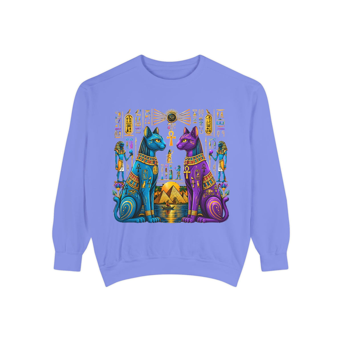 Egyptian Cat Sweatshirt — Colorful Bastet Graphic Pullover