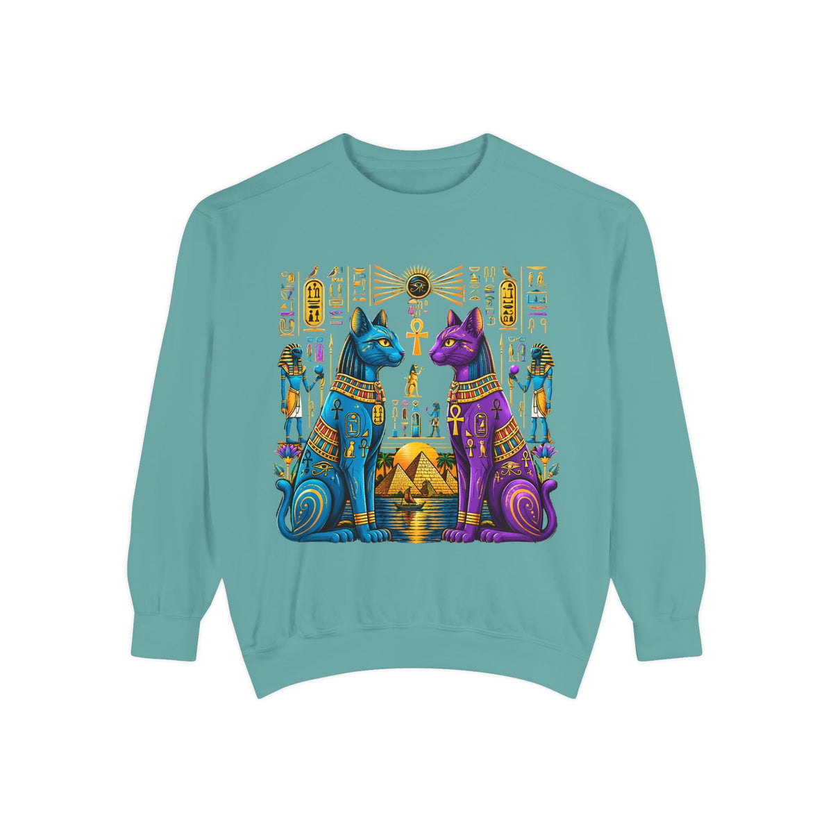 Egyptian Cat Sweatshirt — Colorful Bastet Graphic Pullover
