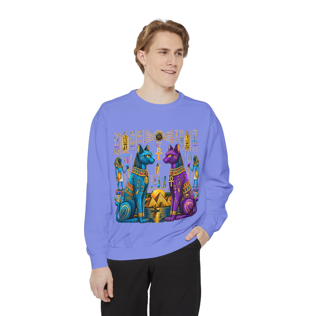Egyptian Cat Sweatshirt — Colorful Bastet Graphic Pullover