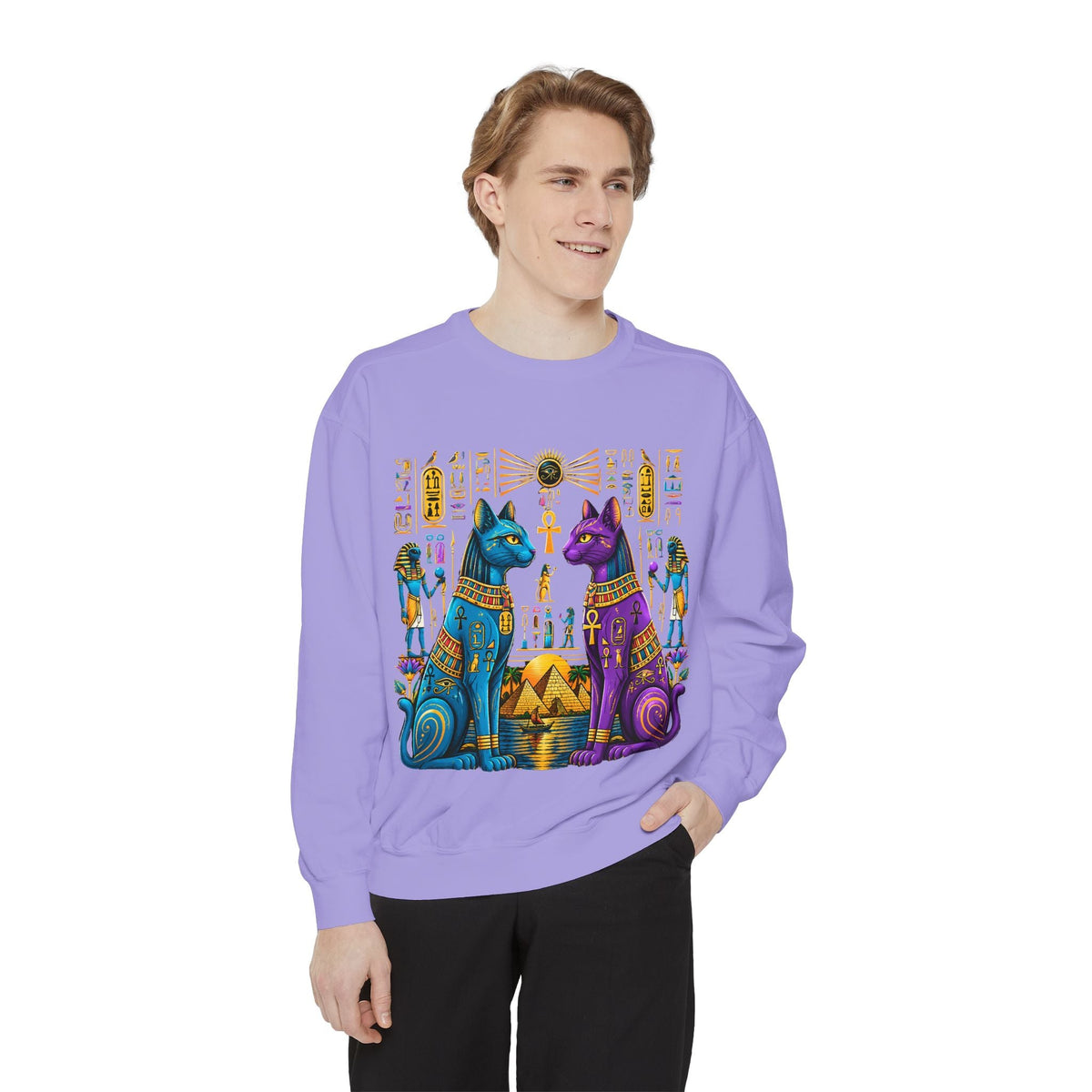Egyptian Cat Sweatshirt — Colorful Bastet Graphic Pullover