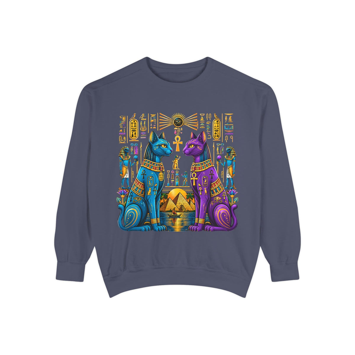 Egyptian Cat Sweatshirt — Colorful Bastet Graphic Pullover