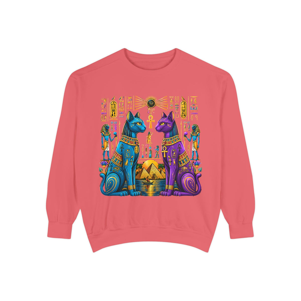 Egyptian Cat Sweatshirt — Colorful Bastet Graphic Pullover