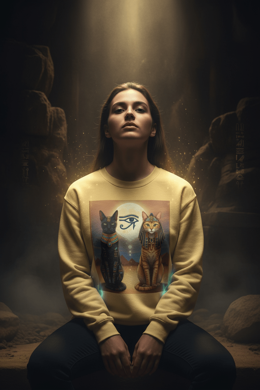 Egyptian Cats Sweatshirt — Mystical Aura Lifestyle