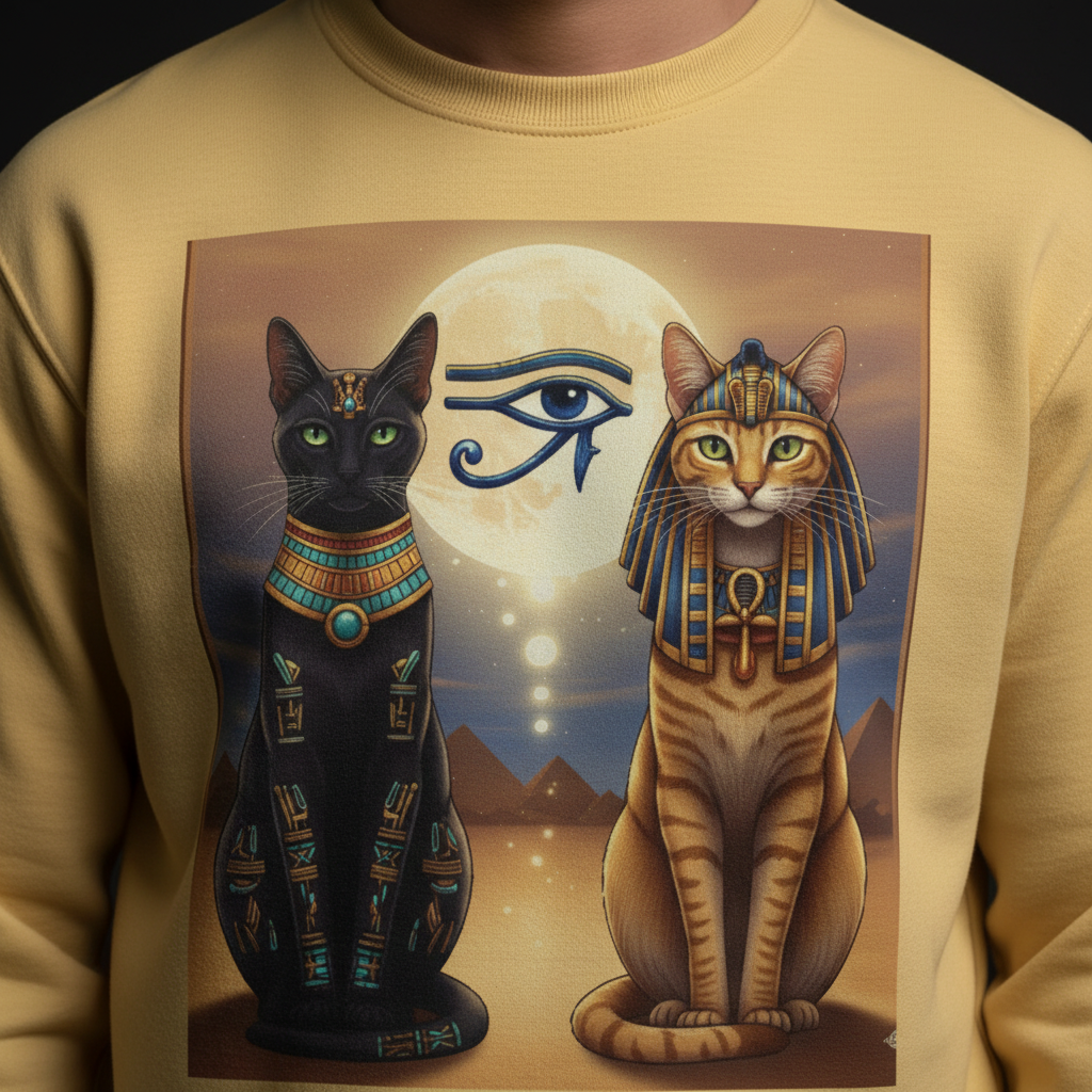 Egyptian Cats Sweatshirt — Graphic Close-Up
