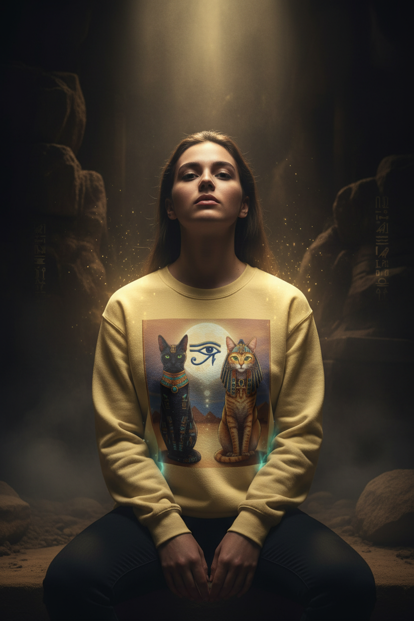 Egyptian Cats Sweatshirt — Mystical Aura Lifestyle