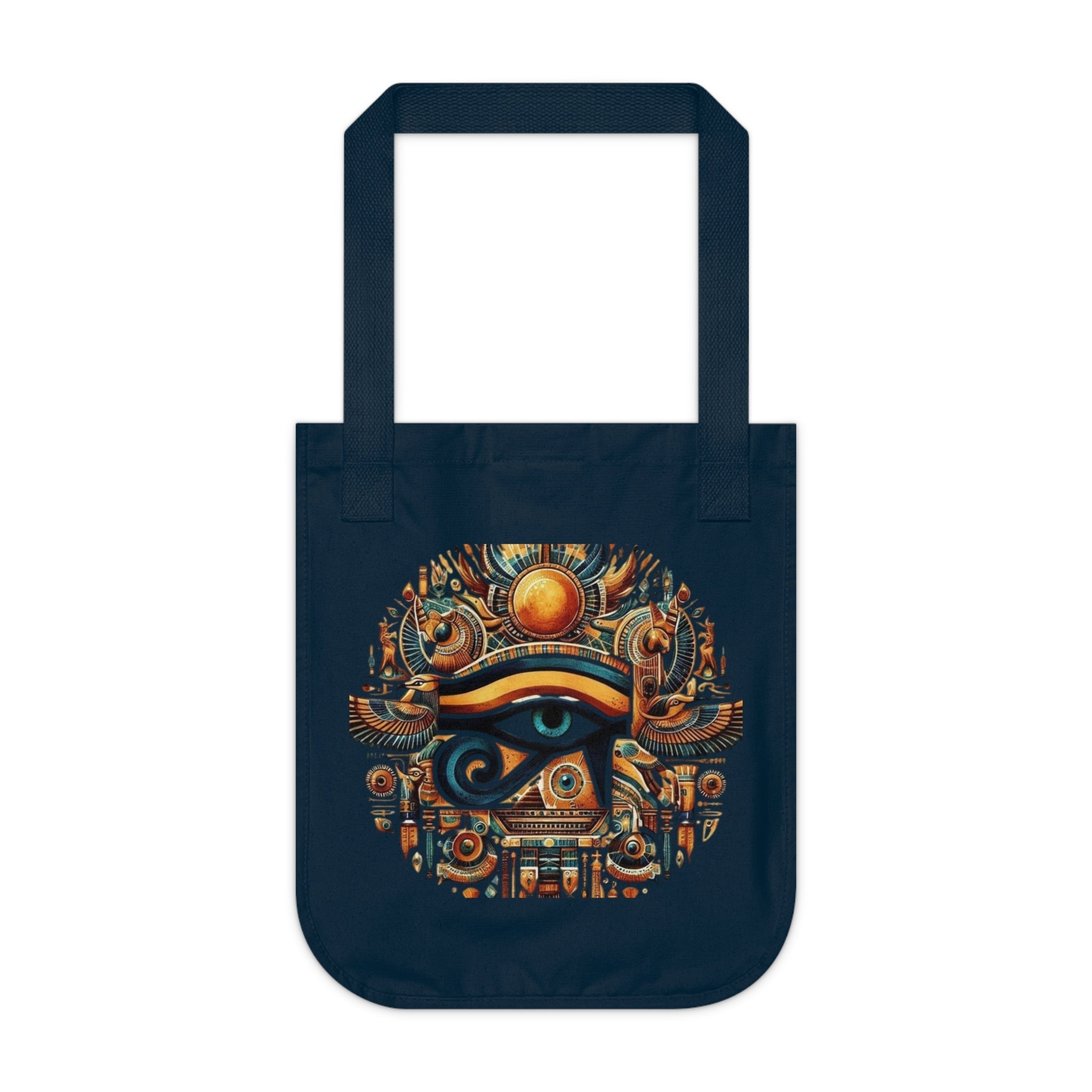Egyptian Eye Organic Canvas Tote Bag - Boho Shopping Bag, Eco-Friendly Gift, Travel Tote, Beach Bag, Reusable Grocery Bag Printify