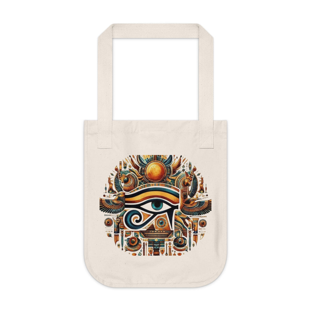 Egyptian Eye Organic Canvas Tote Bag - Boho Shopping Bag, Eco-Friendly Gift, Travel Tote, Beach Bag, Reusable Grocery Bag Printify