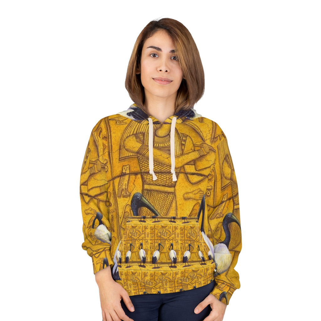 Egyptian Hieroglyphic Hoodie, AOP Art Pullover, Unisex Sweatshirt, Unique Gift for Holidays, Cozy Graphic Hoodie, Streetwear Fashion Printify