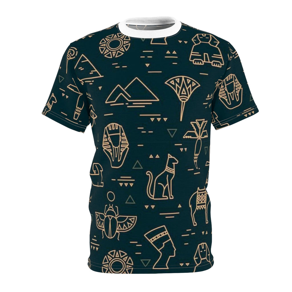 Egyptian-Inspired Unisex Tee - Unique Cut & Sew Design featuring Hieroglyphic Motifs Printify