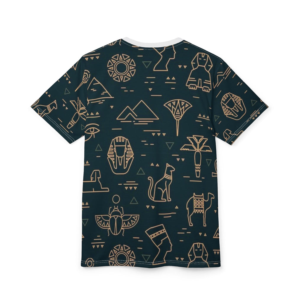 Egyptian-Inspired Unisex Tee - Unique Cut & Sew Design featuring Hieroglyphic Motifs Printify