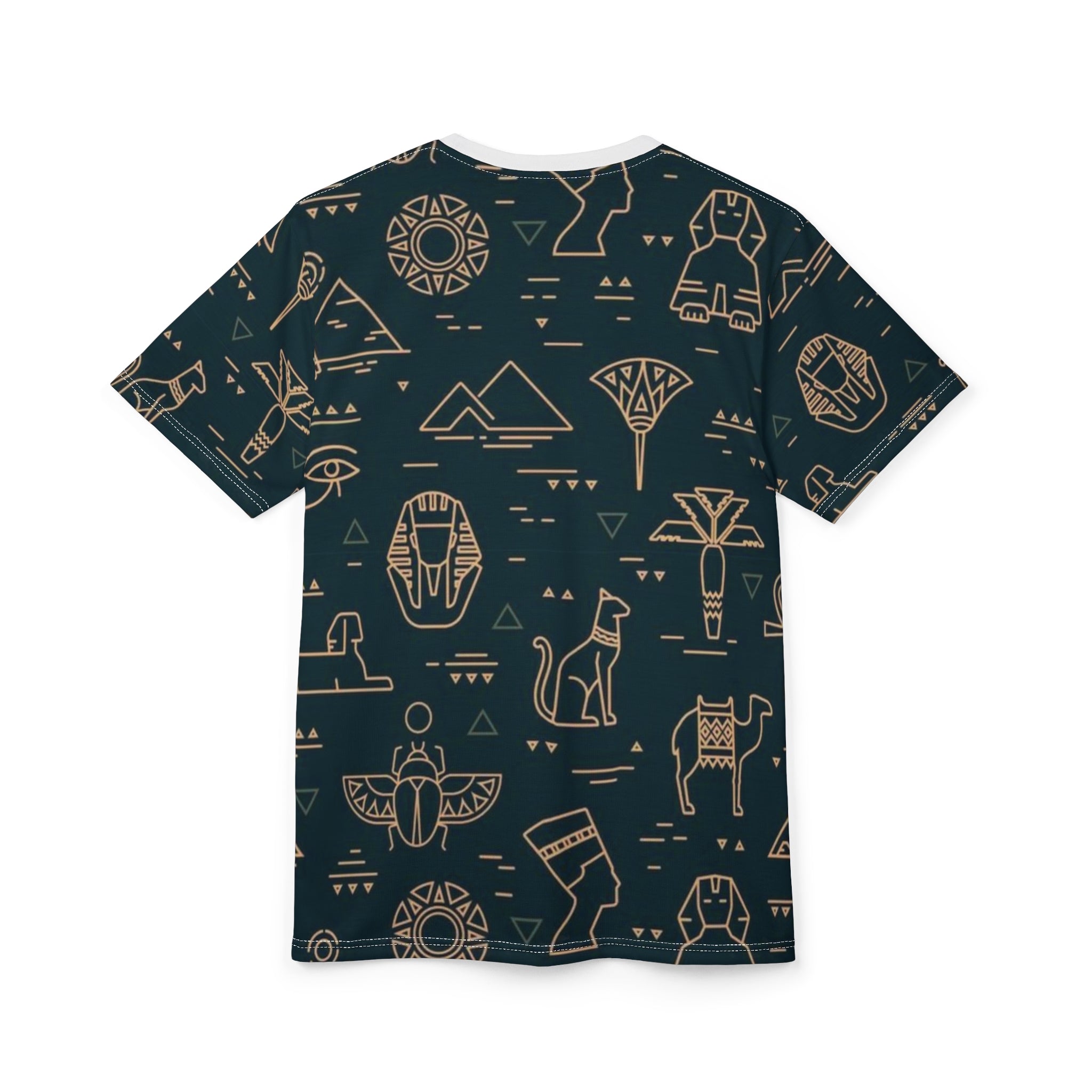 Egyptian-Inspired Unisex Tee - Unique Cut & Sew Design featuring Hieroglyphic Motifs Printify