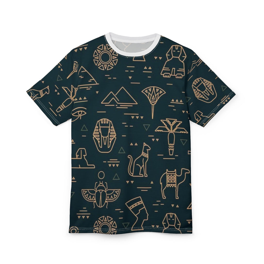 Egyptian-Inspired Unisex Tee - Unique Cut & Sew Design featuring Hieroglyphic Motifs Printify
