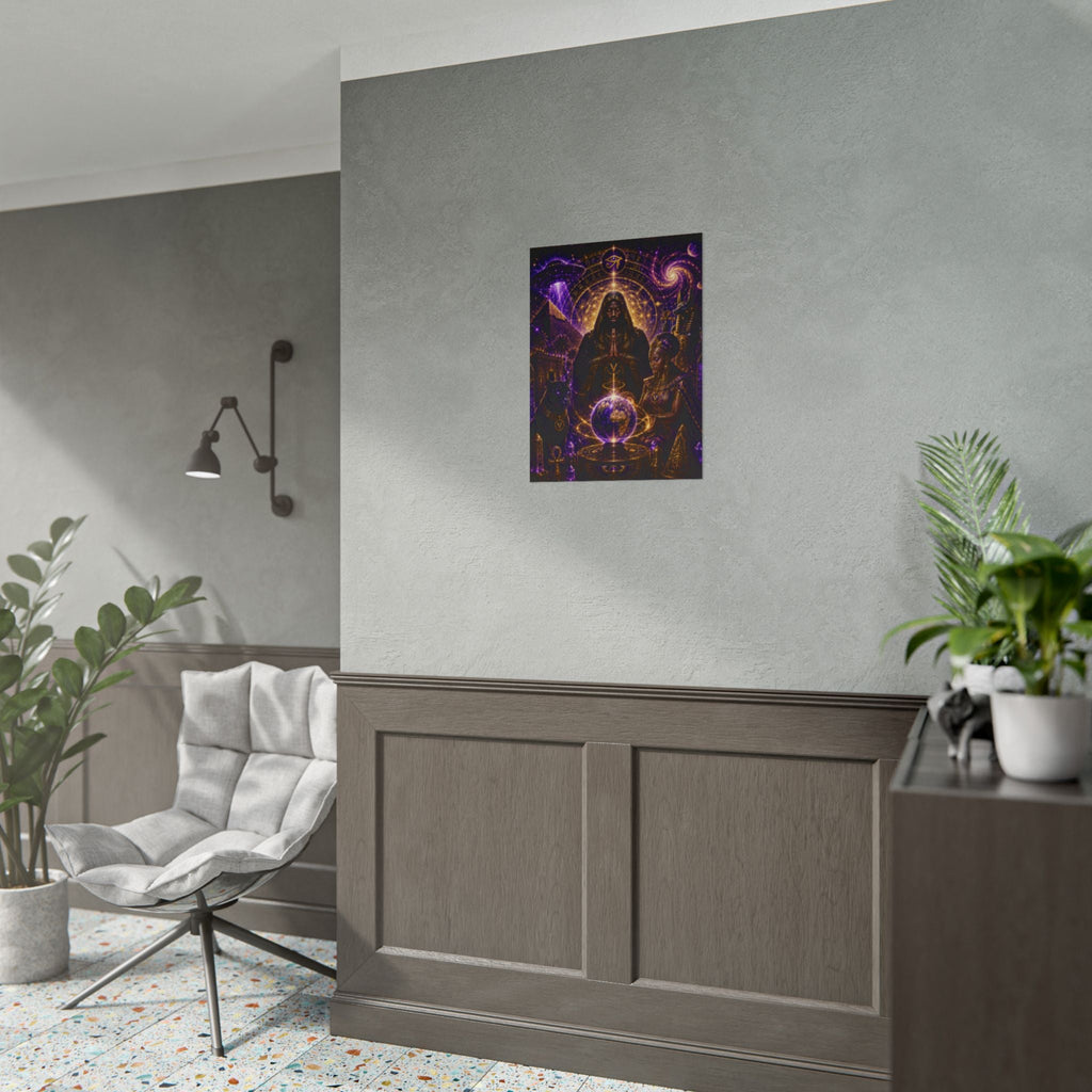 Egyptian Mystic Poster - Cosmic Ankh & Pharaoh Art Print (Rolled Poster)