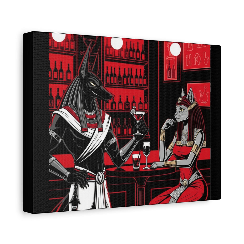 Egyptian Mythology Bar Scene Wall Art, Unique Home Decor for Art Lovers, Perfect for Gifting and Special Occasions, Canvas Print of [...] Printify