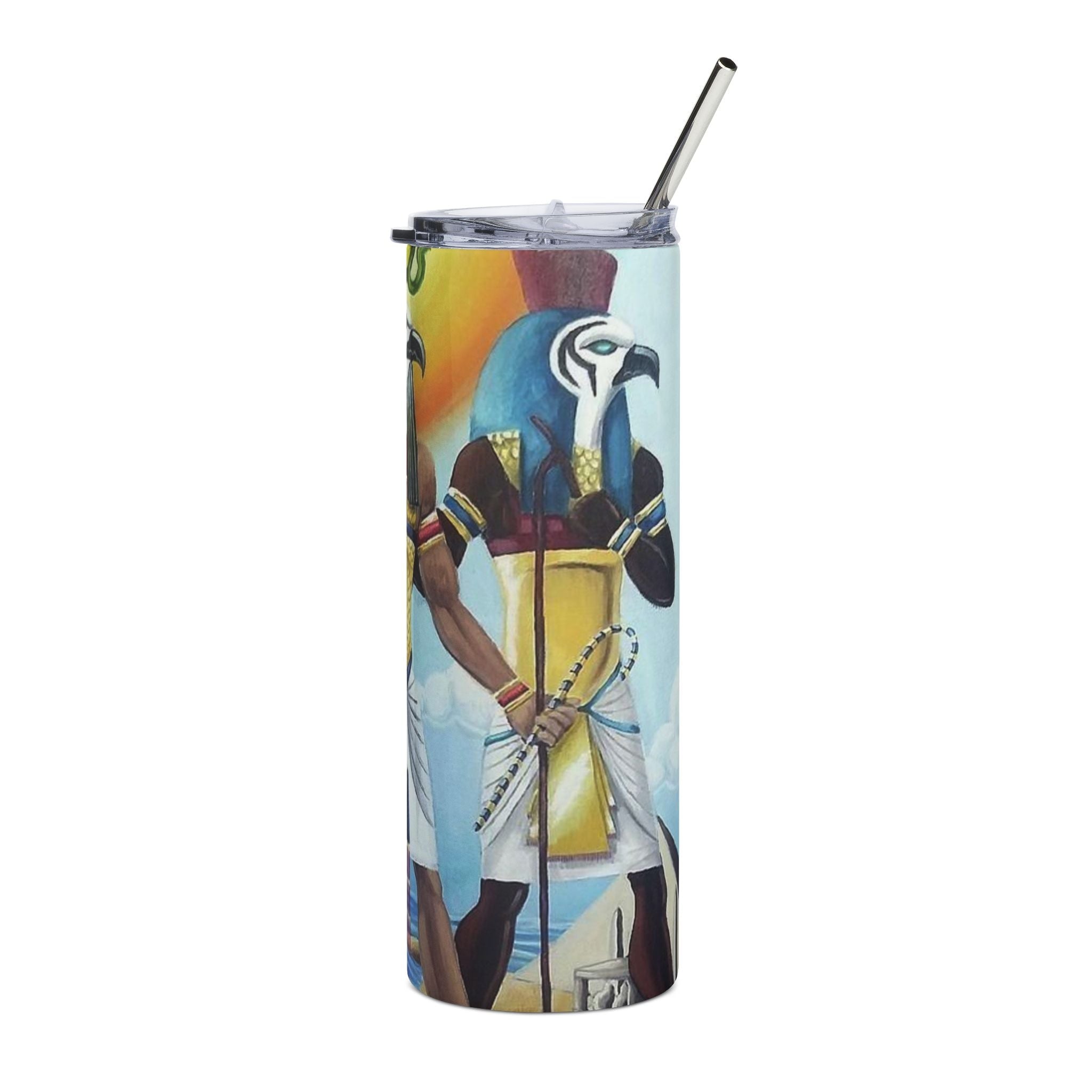 Egyptian Mythology Stainless Steel Tumbler, 20oz | Unique Gifts for Travelers, Yoga Lovers, Art Enthusiasts | Cool Drinkware for Summer,