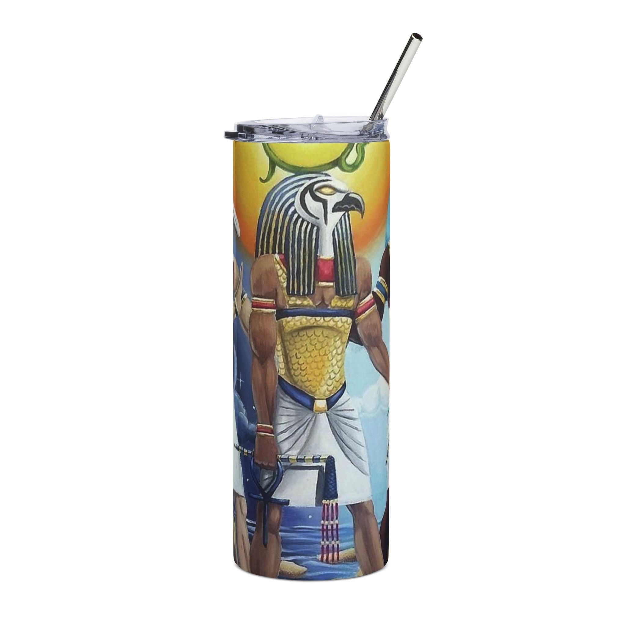 Egyptian Mythology Stainless Steel Tumbler, 20oz | Unique Gifts for Travelers, Yoga Lovers, Art Enthusiasts | Cool Drinkware for Summer,