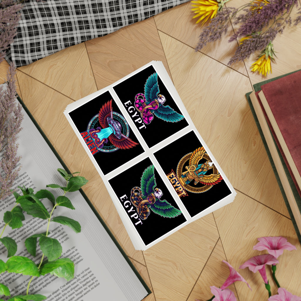 Egyptian Mythology Sticker Sheet Bundle — 5 Holographic Egypt & Alien Winged Serpent Stickers Printify