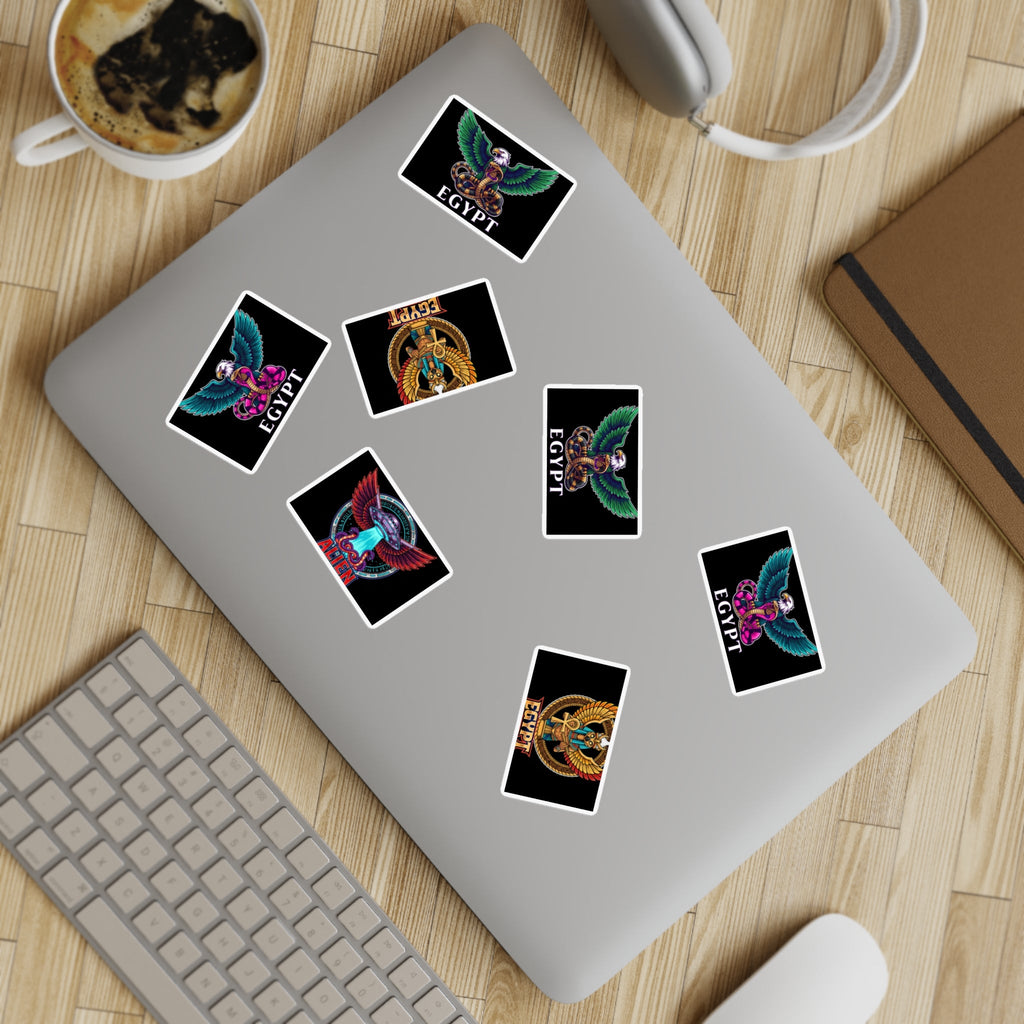 Egyptian Mythology Sticker Sheet Bundle — 5 Holographic Egypt & Alien Winged Serpent Stickers Printify